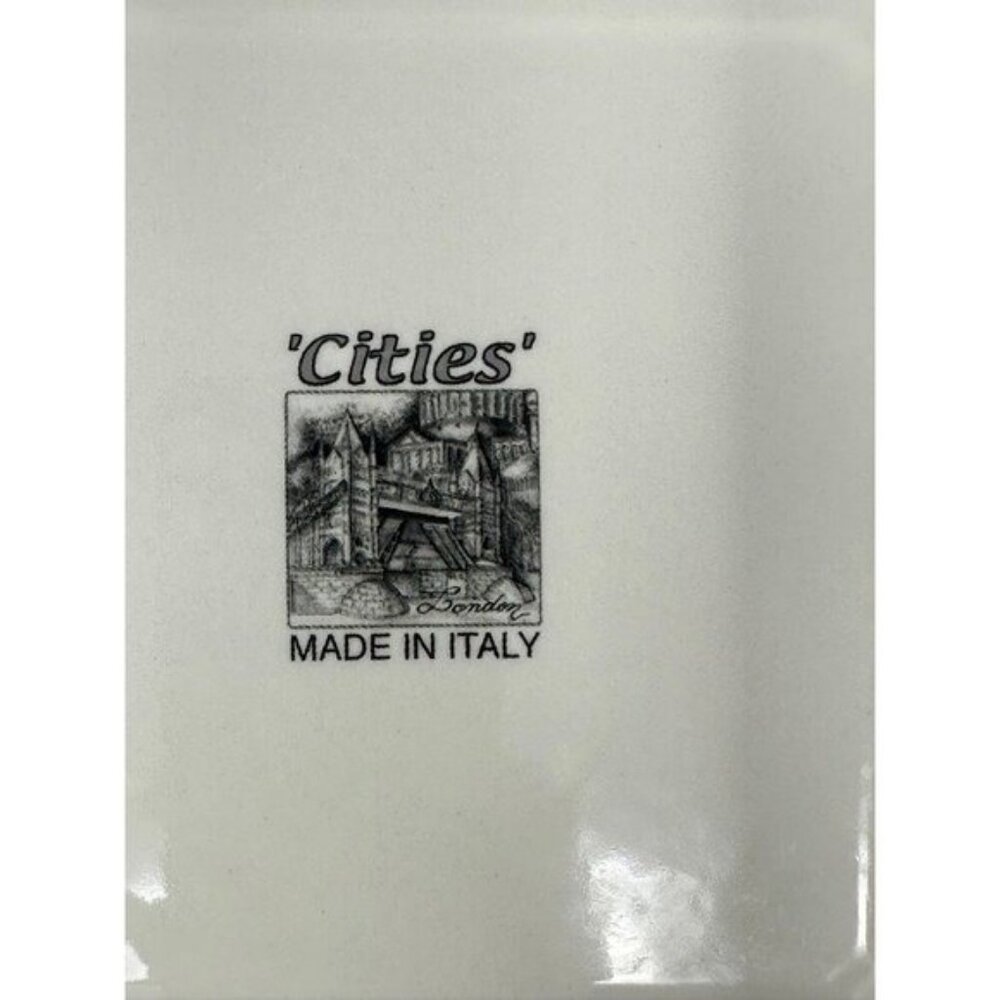 BRUNELLI CITIES LONDON Square Dinner Plate Black White Wall Decor Made In Italy - Picture 9 of 10